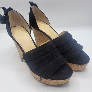 Ivanka Trump leather upper platform with fringe details size 71/2m